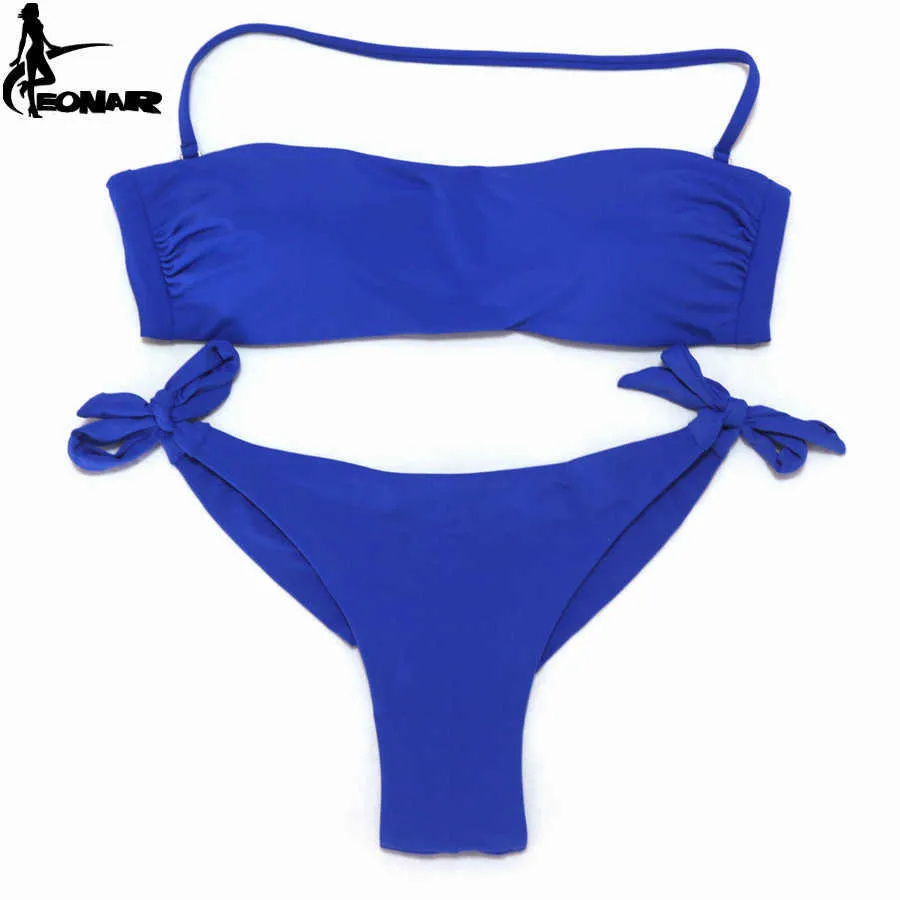 Eonar bikini solid kvinna baddräkt brasiliansk snitt botten uppsättning push up swimwear femme baddräkter sport strand slitage 210621