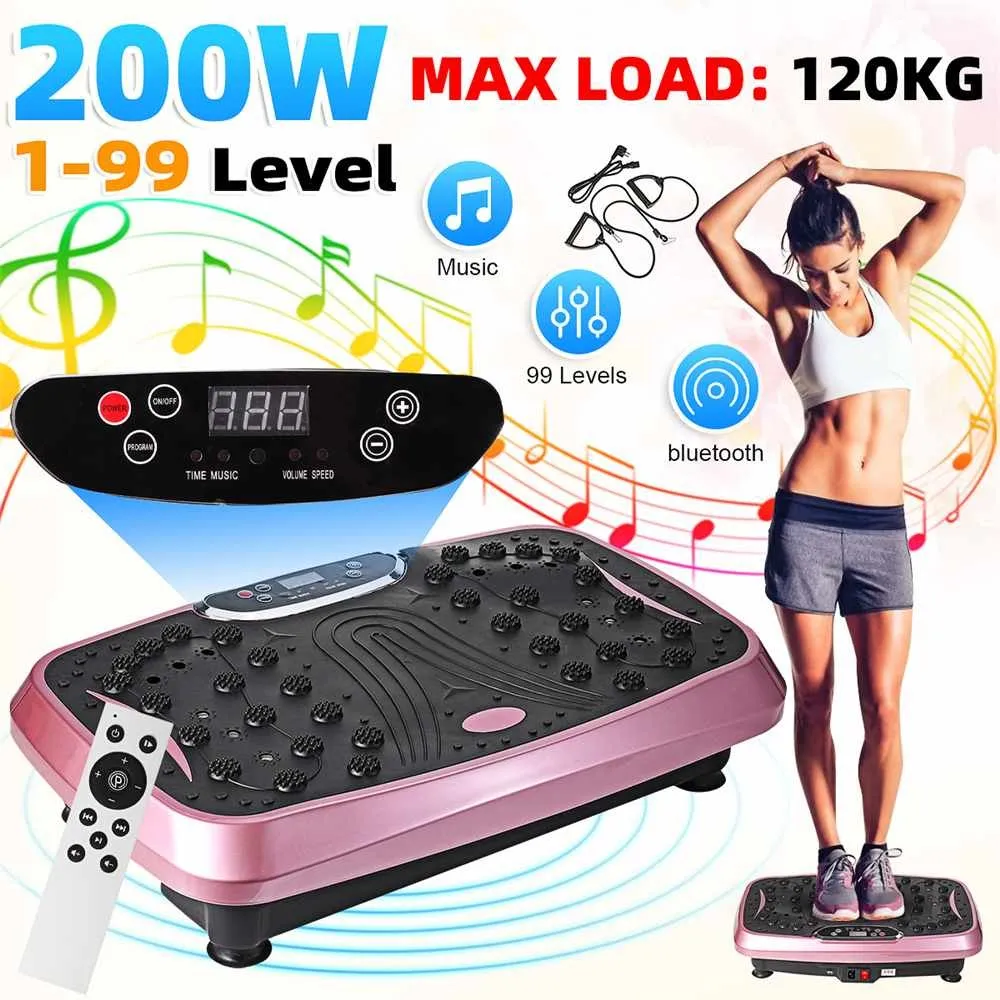 Vibration Machine Running Power Massage Exercice intelligent Fitness Slim Trainer Plate-forme Shaper 99 niveaux de vitesse Bande résistante Brûler les graisses Entraînement du corps entier