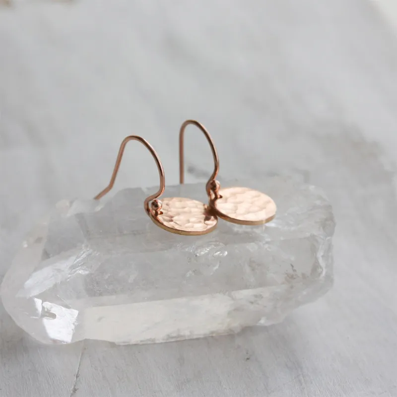 925 Silver Hammerer Mynt Örhängen Handgjorda Rose Gold Oorbellen Vintage Pendientes Brincos Disk för kvinnor