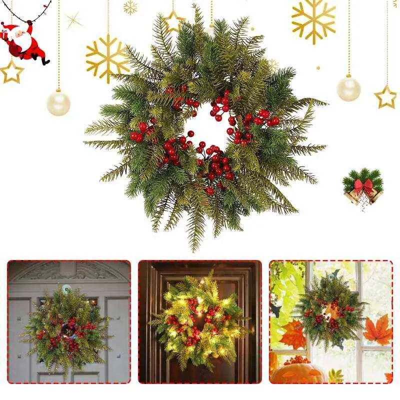 Kerstmis Rode Berry Krans Festival Guirlande voordeur Venster Open haard Opknoping Ornamenten Home Mall Decoratie 40cm Verkoop 211104