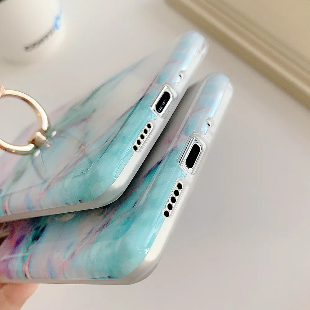 Étuis de téléphone en marbre dégradé pour Samsung Galaxy S21 Plus S20 S10e S10 S9 S8 Plus Note 10 9 avec support de bague de doigt couverture arrière souple