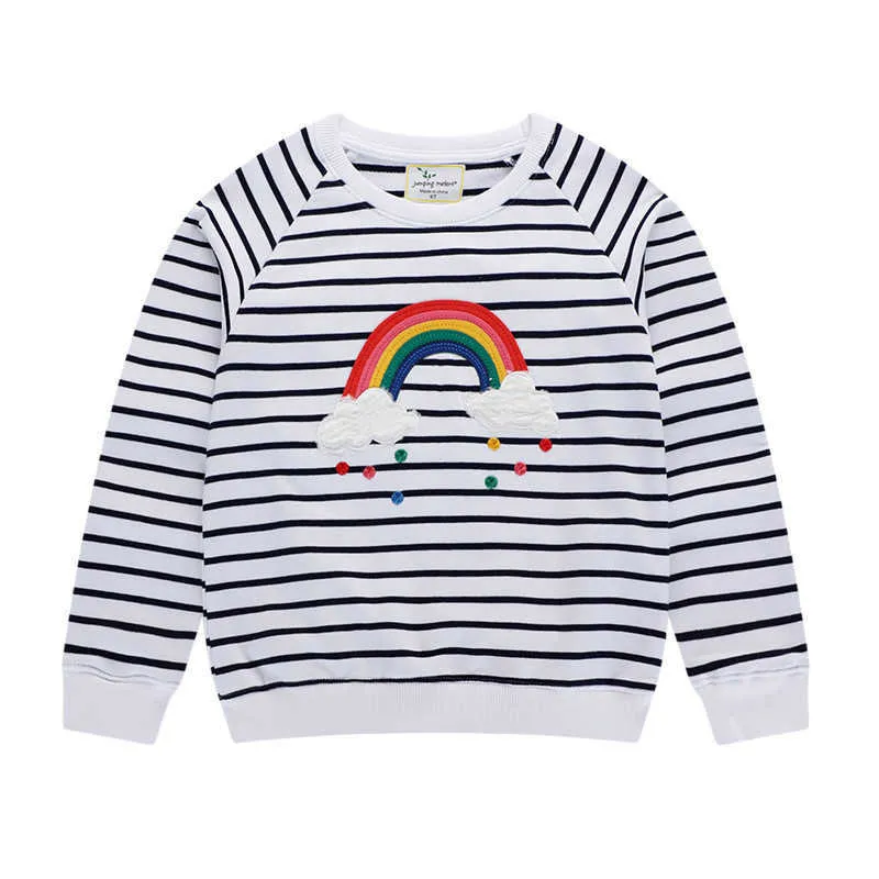 Jumping Meters Girls Unicorns Sweatshirts Autumn Winter Baby Clothes Cotton Rainbow Cartoon Children Top Streetwear Kids Shirts 210529