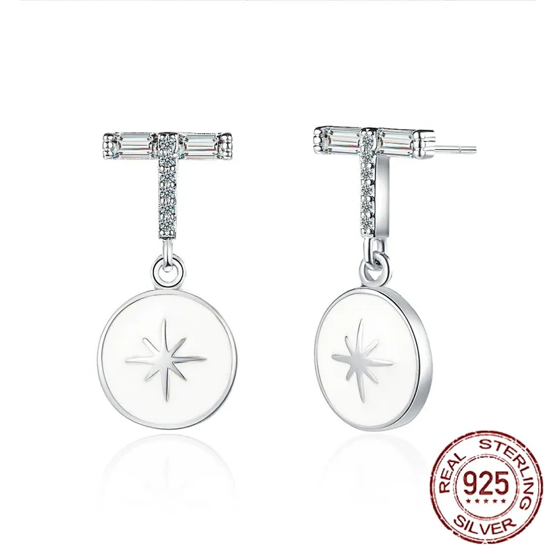 Silver 925 Charm Round Small Drop Earrings For Women Cubic Zircon Stone Earring Wedding Brides Fashion Jewelry XED920