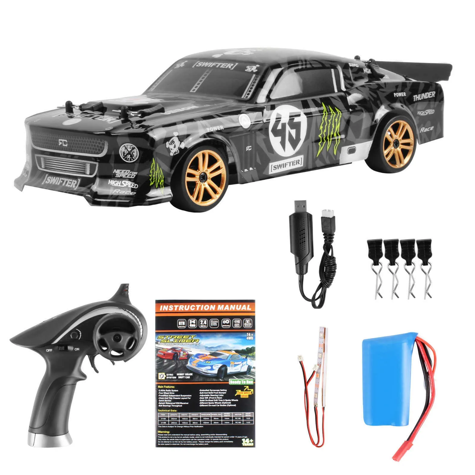 Remote Control Highspeed Car 24g Remote Control 118 Model Fourwheel Drive Drifting Car Selected Highquality 60kmh Rc Q07621981