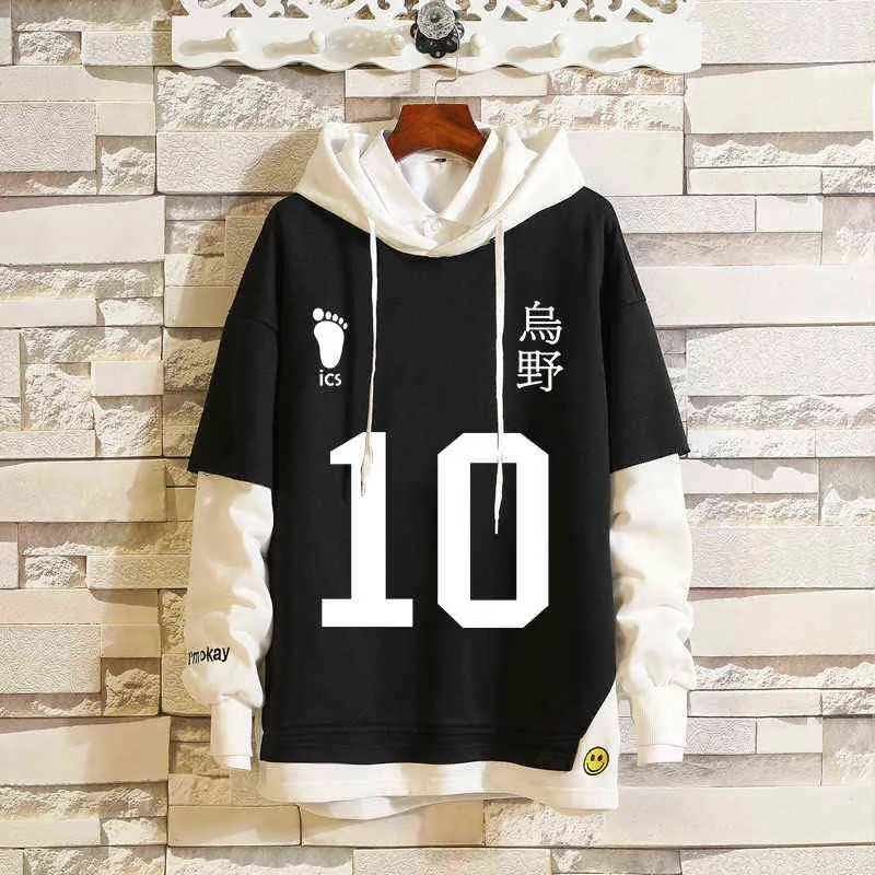 2021 Haikyu!! Shoyo Hinata Felpe con cappuccio Karasuno Costume da pallavolo Tobio Kageyama Felpa adulti Unisex Maglione con cappuccio Abbigliamento H1227