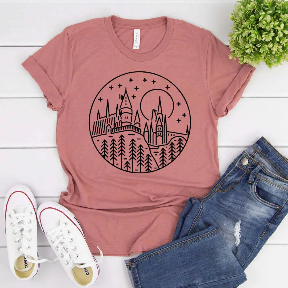 2020 Hogwarts Castle camiseta Hogwarts Is My Home Wizard camiseta HP película inspirada camiseta Unsex Hogwarts camisetas Cute Magic Kingdom Tops Y0629