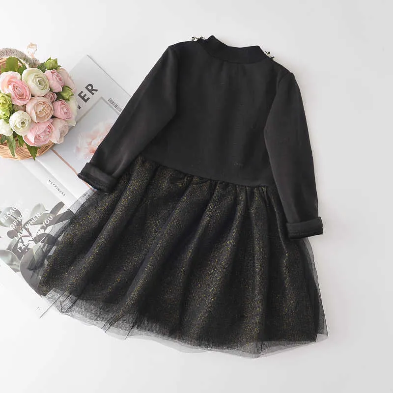 Bärenführer Mädchen Elegantes Partykleid Mode Kinder Prinzessin Kleider Herbst Mesh Patchwork Kostüm Kleinkind Vestidos 3 7 Jahre 210708