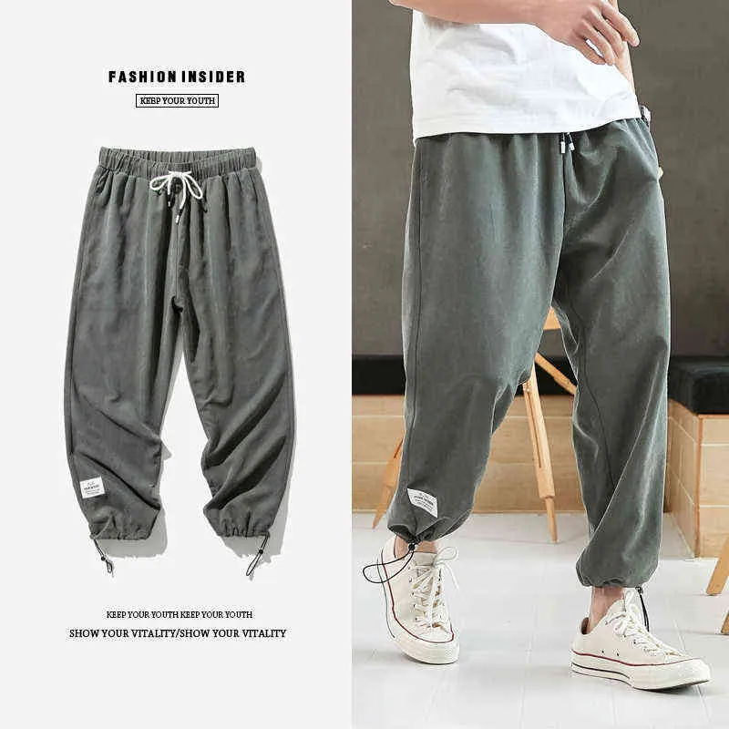 Été Hip Hop Sarouel Hommes Joggers Cheville-Longueur Pantalon Mâle Casual Baggy Pantalon 211110