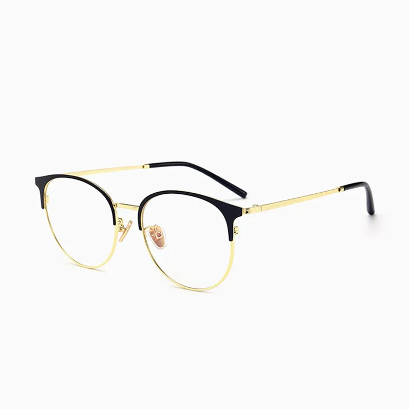 Quality Cat eye women Sunglasses Frames men EyeFrames Retro Big Circle Prescription Eyeglasses Female metal Optical Glasses Full Rimmed Round eyewear clear lens