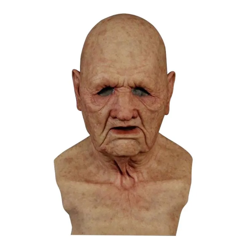 Masques de fête drôle Halloween effrayant horreur aîné latex masque complet supersoft vieil homme cosplay accessoire habillage jour du poisson d'avril 254G