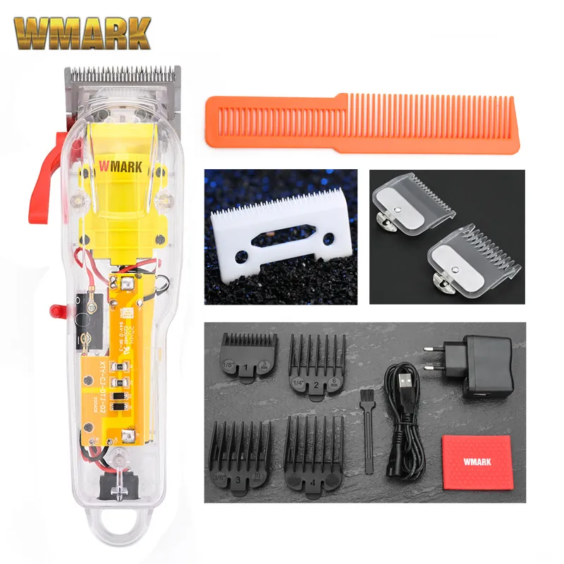 WMARK Modell NG-108 wiederaufladbare Haarschneidemaschine, Trimmer, transparente Abdeckung, weiße oder rote Basis, 7300 U/min, 220216