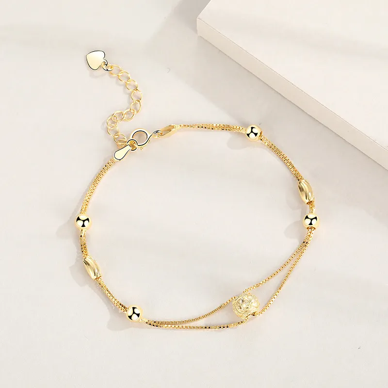 Jewelry Korean S925 Silver Simple Zircon Bracelet Women039 Fashion Version Double Layer Strip Wedding Gift38312982428316