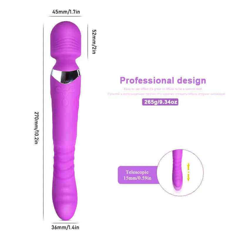 Nxy Vibrators Sex 7 Speed Heating Vibrator Rotation Thrusting Dildo Av Magic Wand Massager g Spot Clit Stimulator Toys for Women 1220