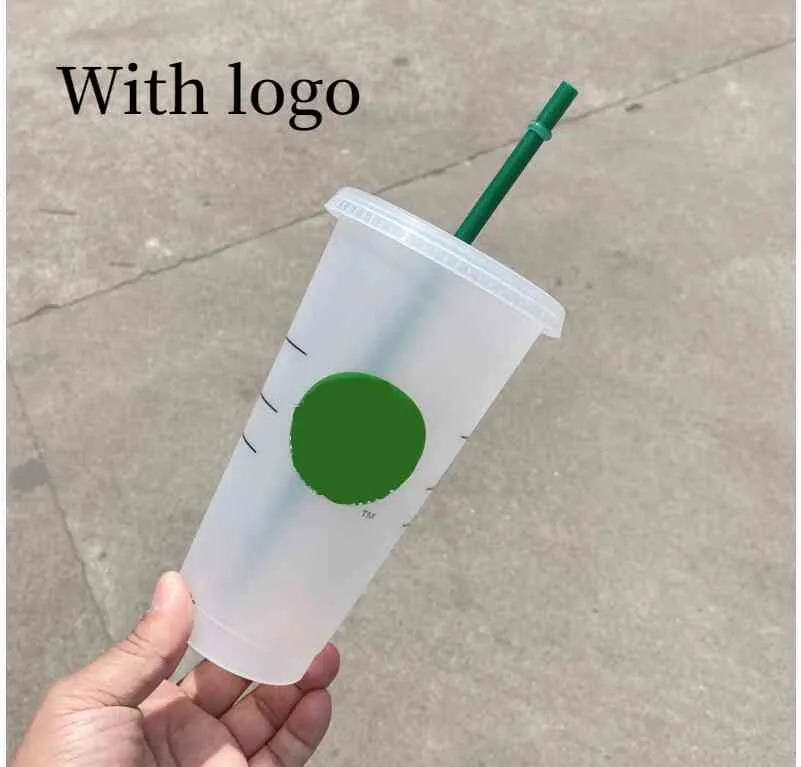 710ml Cold Color Change Cup Straw Cups Reusable Coffee Cup Portable Matte Finish Plastic Water Mugs With Lid2261