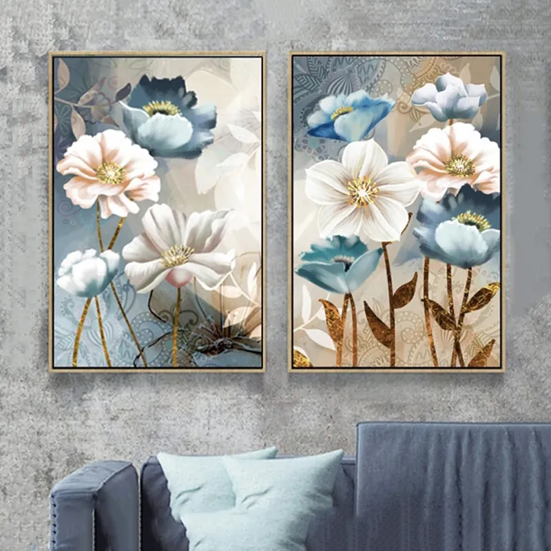 Abstrait toile peinture fleur affiche scandinave mur Art photos pour salon moderne décor à la maison plantes Quadros imprime