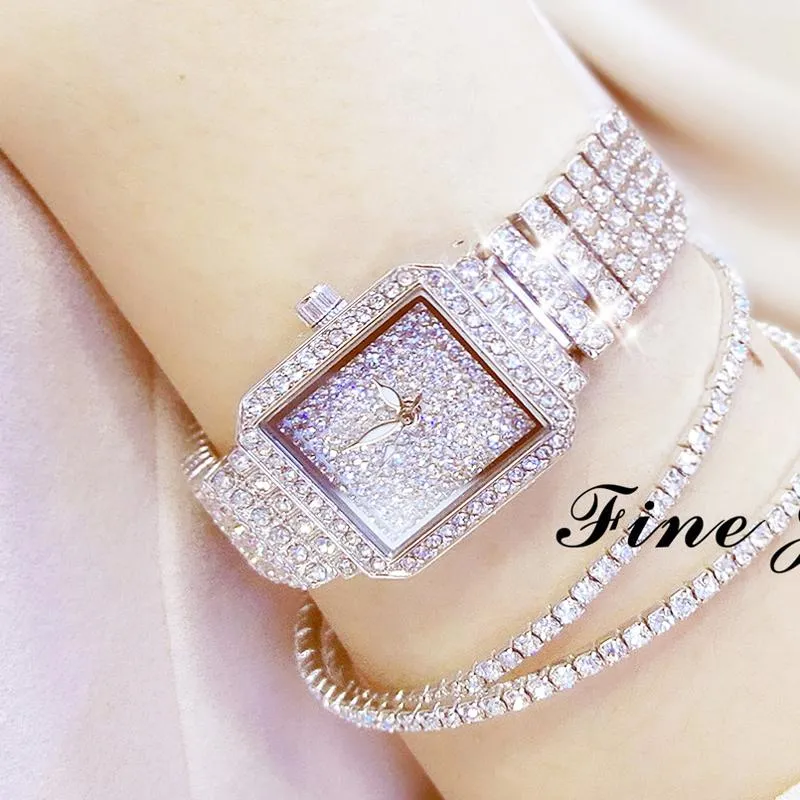 Armbandsur elegant designer bs guld kvinnor mode klockor lyx diamant montre femme damer armband titta på dourado relogio femi2414