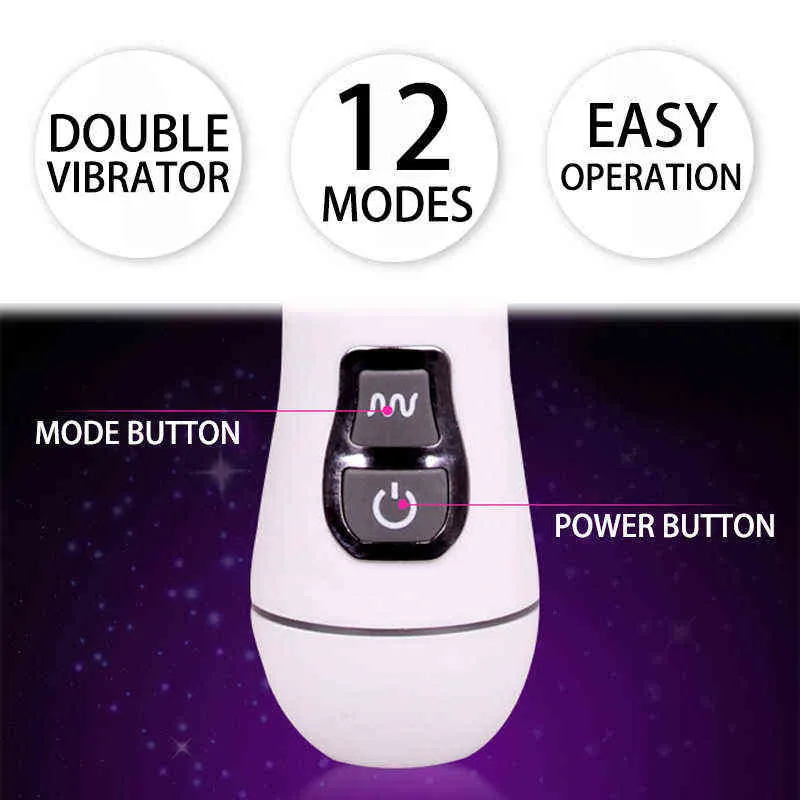 NXY Vibratoren USB-Aufladung Doppeldildo-Vibrator Intimwaren Sexspielzeug für Frauen Erwachsene 18 G-Punkt Vagina Klitoris Stimulator Produkte Shop 220110