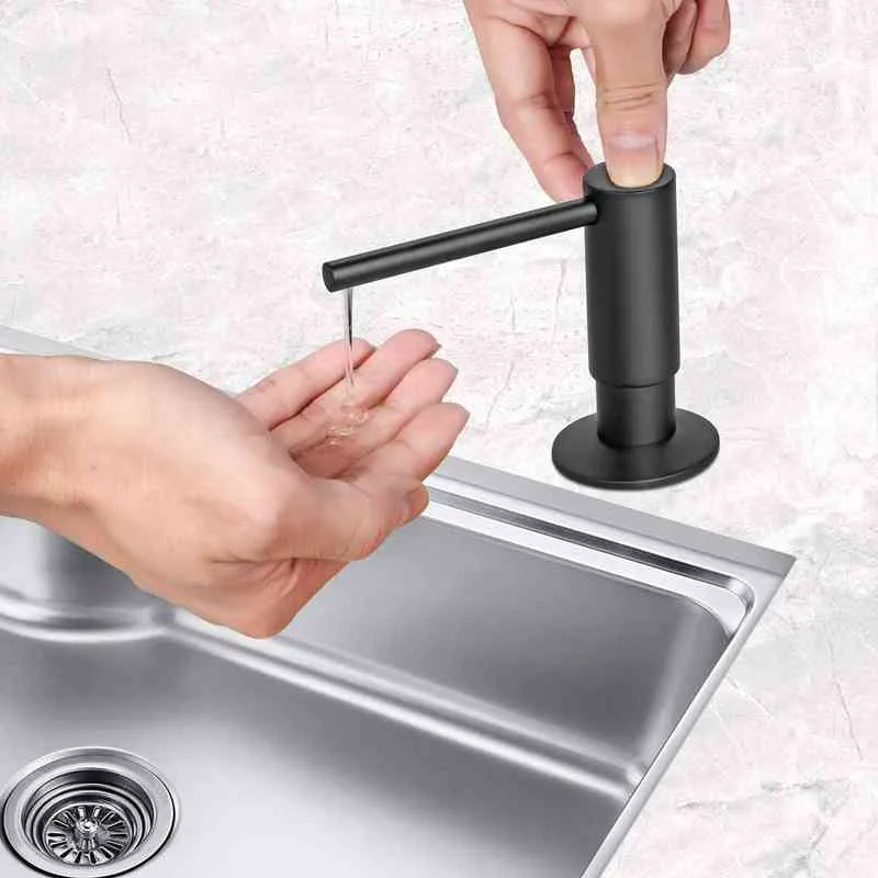 Distributore di sapone liquido Samodra con tubo di prolunga Kit Pompa in ottone Pompa lavello cucina Accessori bagno Black Dispenser 211206