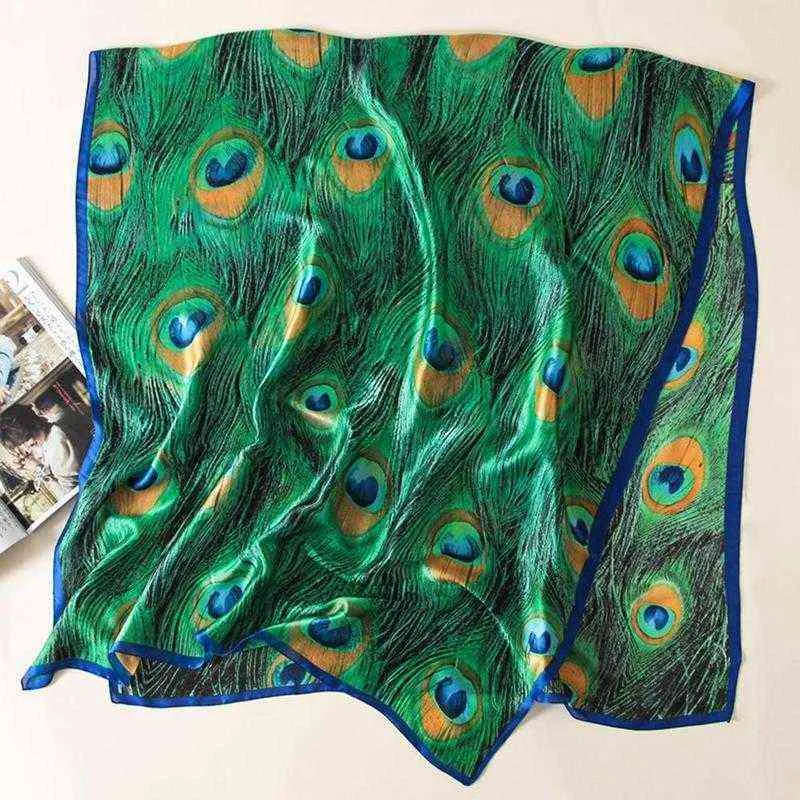 180cm grön påfågel fjäder silke shawl scarf spanien bandanas strand härlig märke foulard lyx arval hijab djur nya kepsar e6z8 y1108