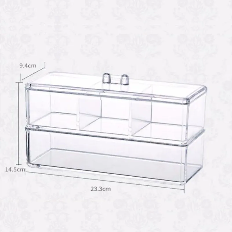 Doublelayer Makeup Storage Box Cosmetics Organizer Transparent Plastic Brush Drawer Finishing with Cover Dustproof Y200628