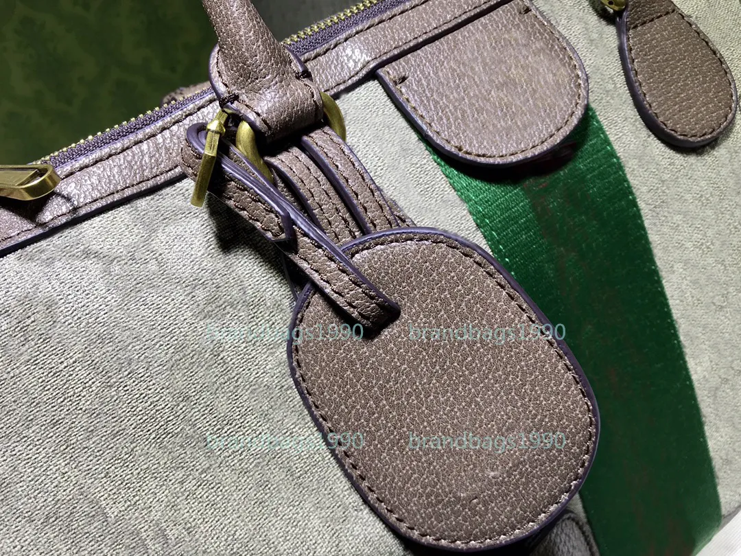 44 cm klassische Frauen Reisen Reisen Mode Männer Reisen echte Leder -Trimm -Gepäck -Duffel -Taschen Leinwand Handtasche324z