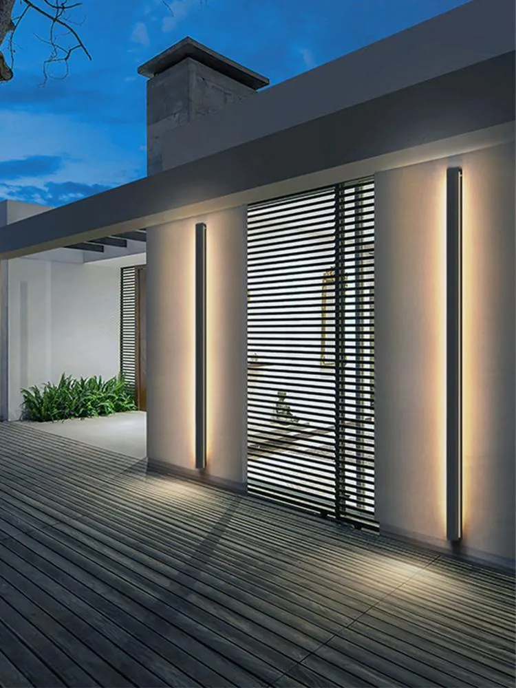 屋外の壁ランプロングストライプノルディックランプミニマリストの装飾LED luminaire外観照明IP65防水外部モダンホーム2938