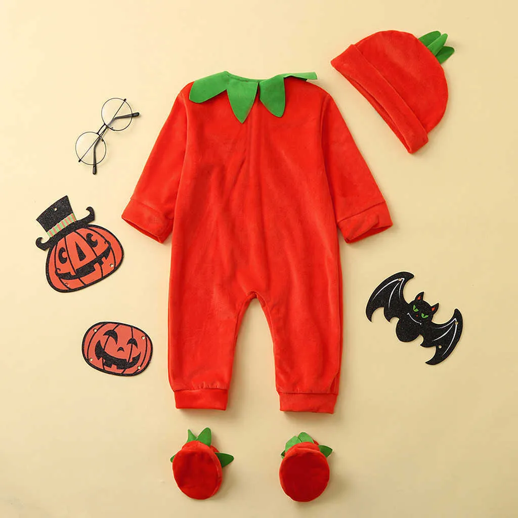 Toddler baby kläder pumpa halloween jumpsuit playsuit outfits romper varm jumpsuit baby pojke kostym baby kläder q0910