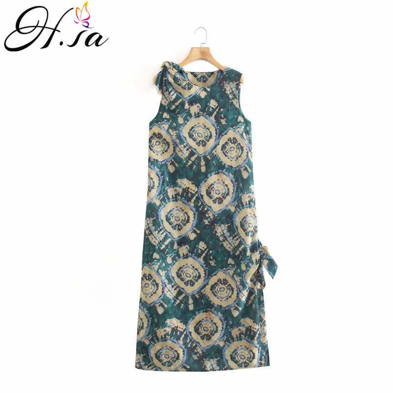 HSA Sukienka Damskie Letnie Druku Kolor Blok Suknia Bez Rękawów Dames Jurken Sheath Maxi Mini Sundress Bodycon Sukienka Kobiety Vestidos 210716