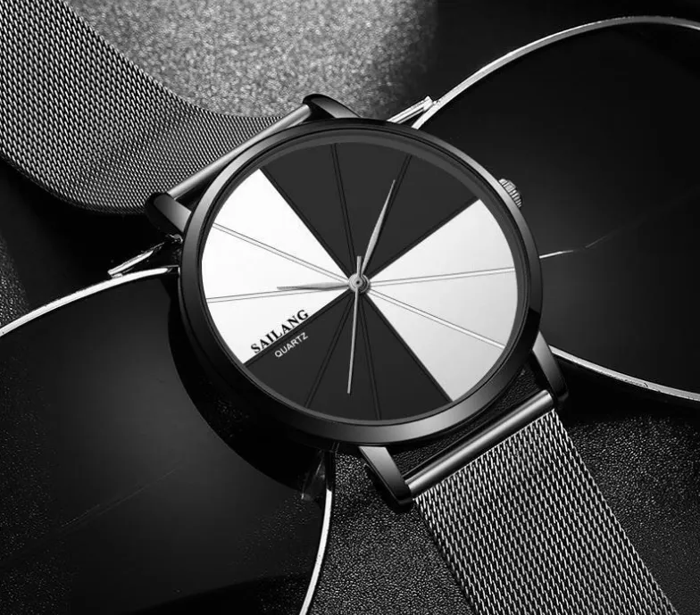 Quarz-Herrenuhr, Sternenhimmel, einzigartige Uhren, glänzendes Mesh-Edelstahlarmband, 6 mm ultradünnes Zifferblatt, kratzfest, stilvoll, M286P