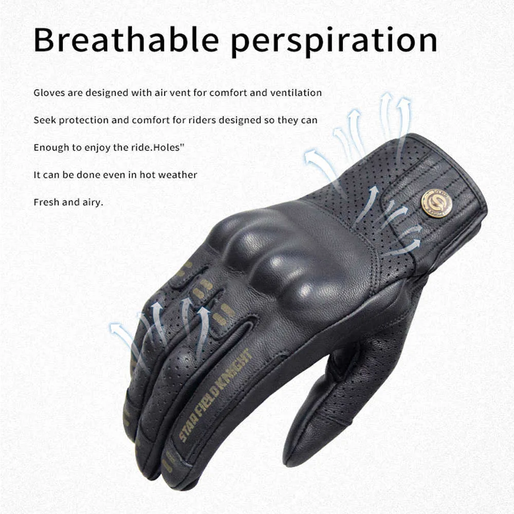 SFK rétro gants de moto respirant en peau de chèvre gants de moto rétro écran tactile modifié quatre saisons gants H1022