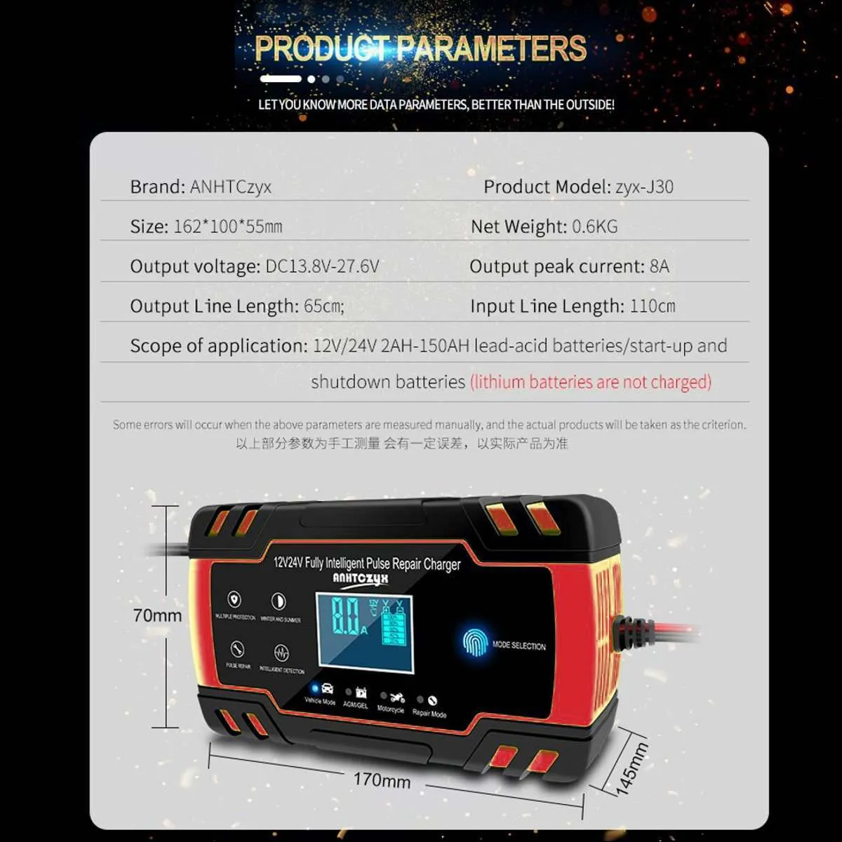 Chargeur LCD de réparation d'impulsions d'écran tactile 12V8A 24V4A, pour voiture et moto, batterie au plomb, Gel humide