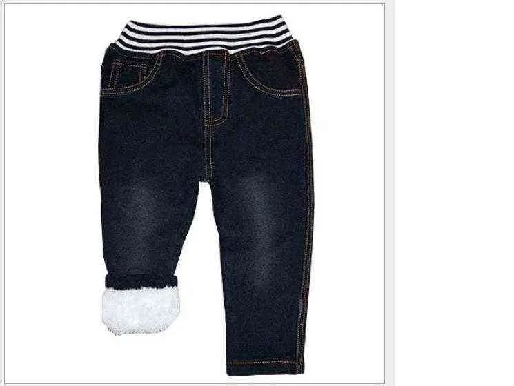 Barn jeans tidsbegränsade baby pojkar kläder tjockna vinter varma cashmere barn byxor vilda små fötter 1-6y 211102