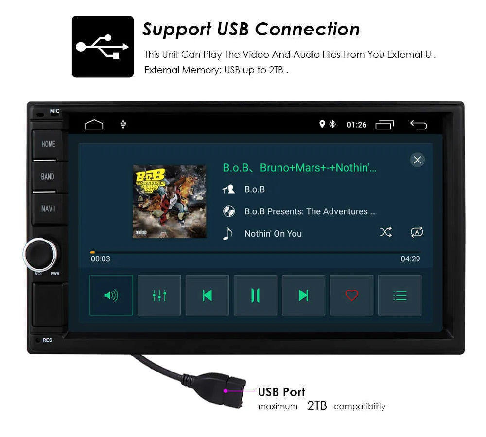 Universale 2 din Car Audio Lettore multimediale Autoradio 2din Stereo 7 