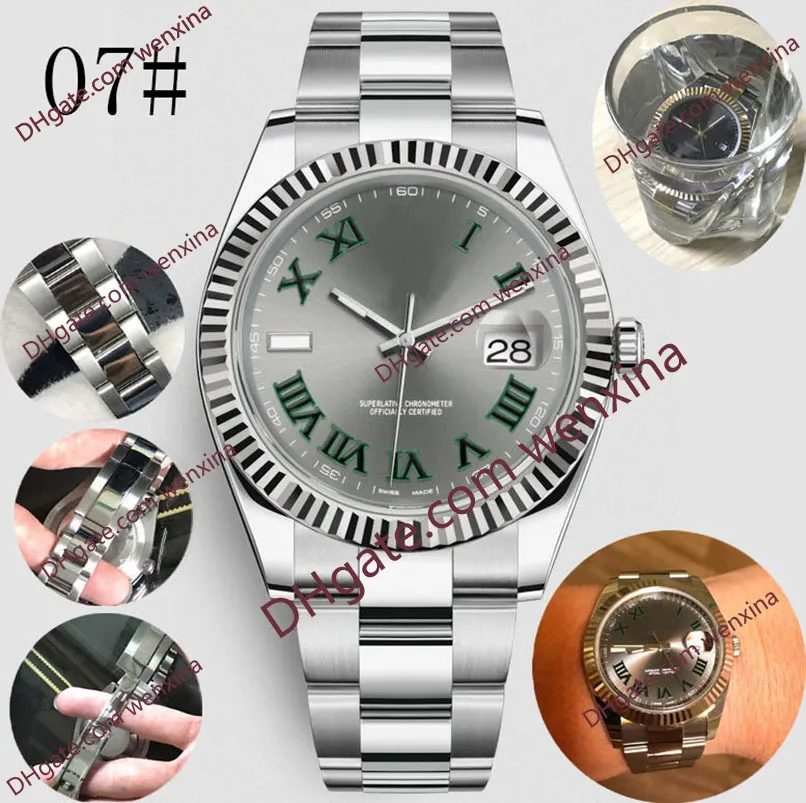 17 high quality mens automatic mechanical watches 41mm Green Roman Numerals Dial full stainless steel Swim wristwatches super luminous watch