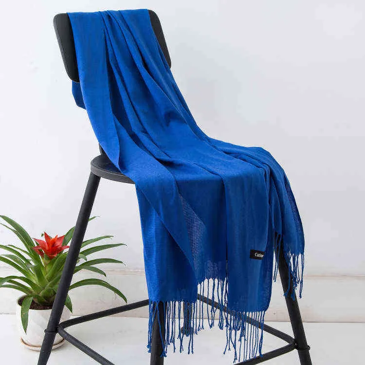 2021 Vinter halsdukar För Kvinnor Sjalar Varm Wraps Lady Pashmina Pure Blanket Cashmere Scarf Neck Headband Hijabs Stoles Foulard Y1108