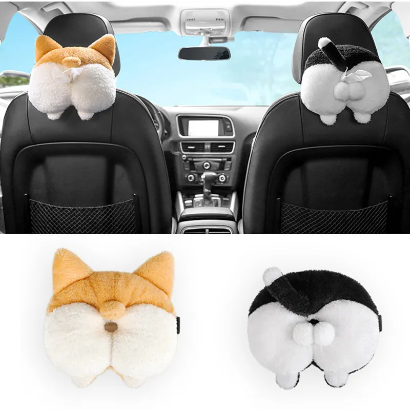 Boîte à serviettes en forme de chat Corgi, porte-mouchoirs pour siège arrière de véhicule, pour maison, voiture, salle de bain, M86175711428