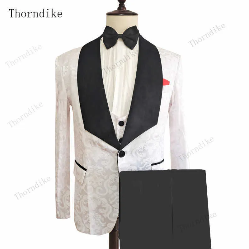 Thorndike 2020 nouveau costume de bal de mariage masculin vert Slim Fit smoking hommes formel affaires vêtements de travail costumes 3 pièces ensemble veste + pantalon + gilet X0909