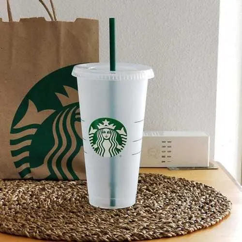 North America Starbucks reusable plastic tumbler cold with lid and straw white cup mlml Christmas gifts6H6B