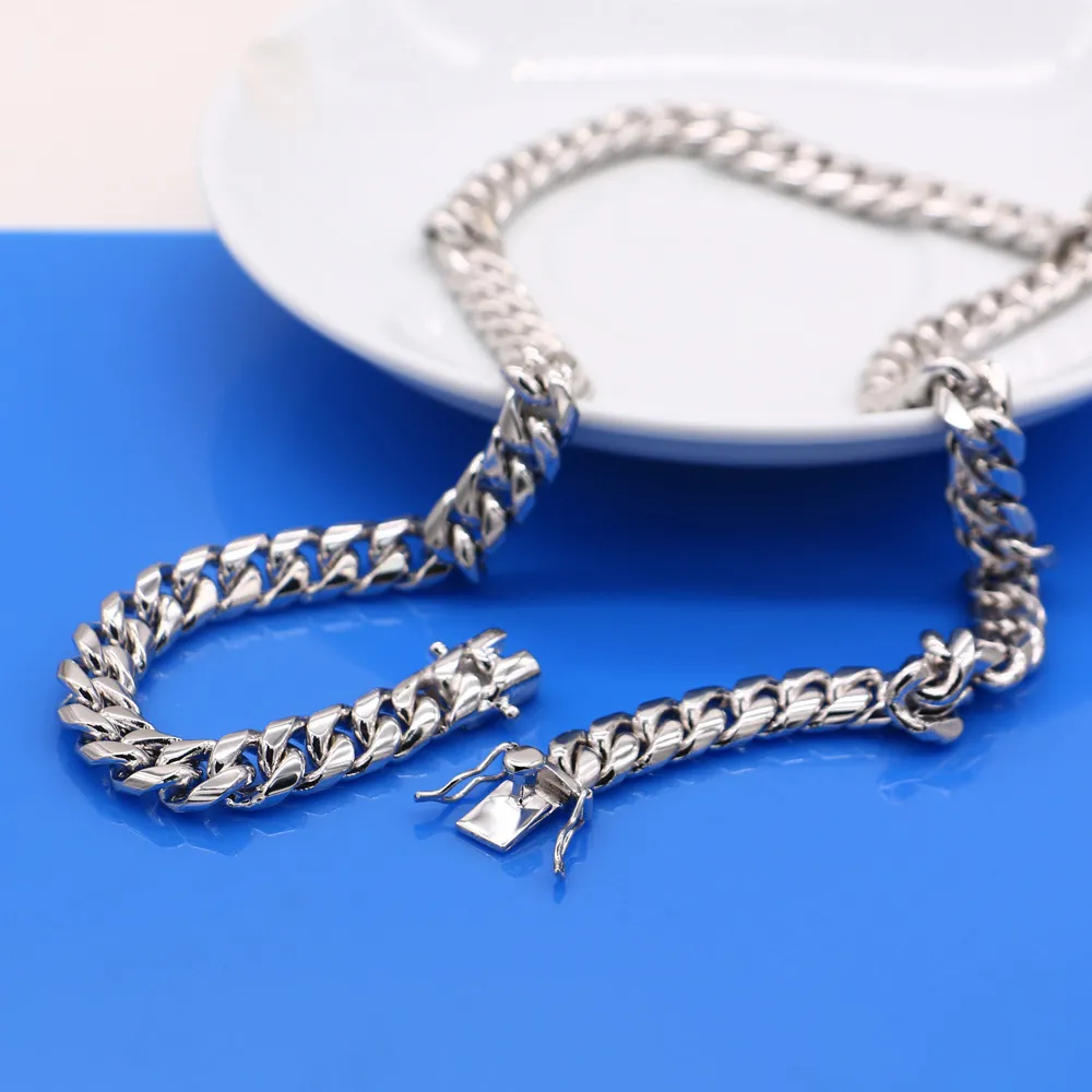 Fashion 10mm Neck's Necklace Sterling Sterling 925 Gioielli Cuban Link Chain Handome Cool Male Neck Regalo X0509234D
