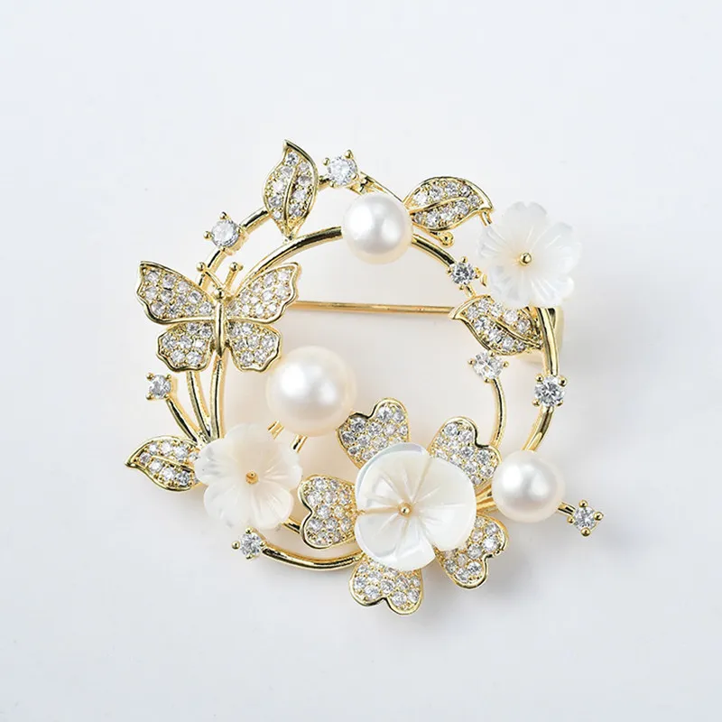 Mode européenne et américaine athènes dames perles broches pour femmes uniforme broche lumière luxe fleur mariage bijoux cadeau