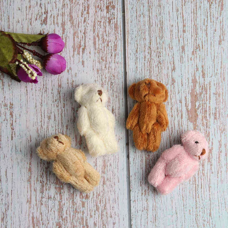 6.0cm Stuffed Teddy Bear DIY mini Joint plush bears Wedding box toy doll Garment & Hair Accessories