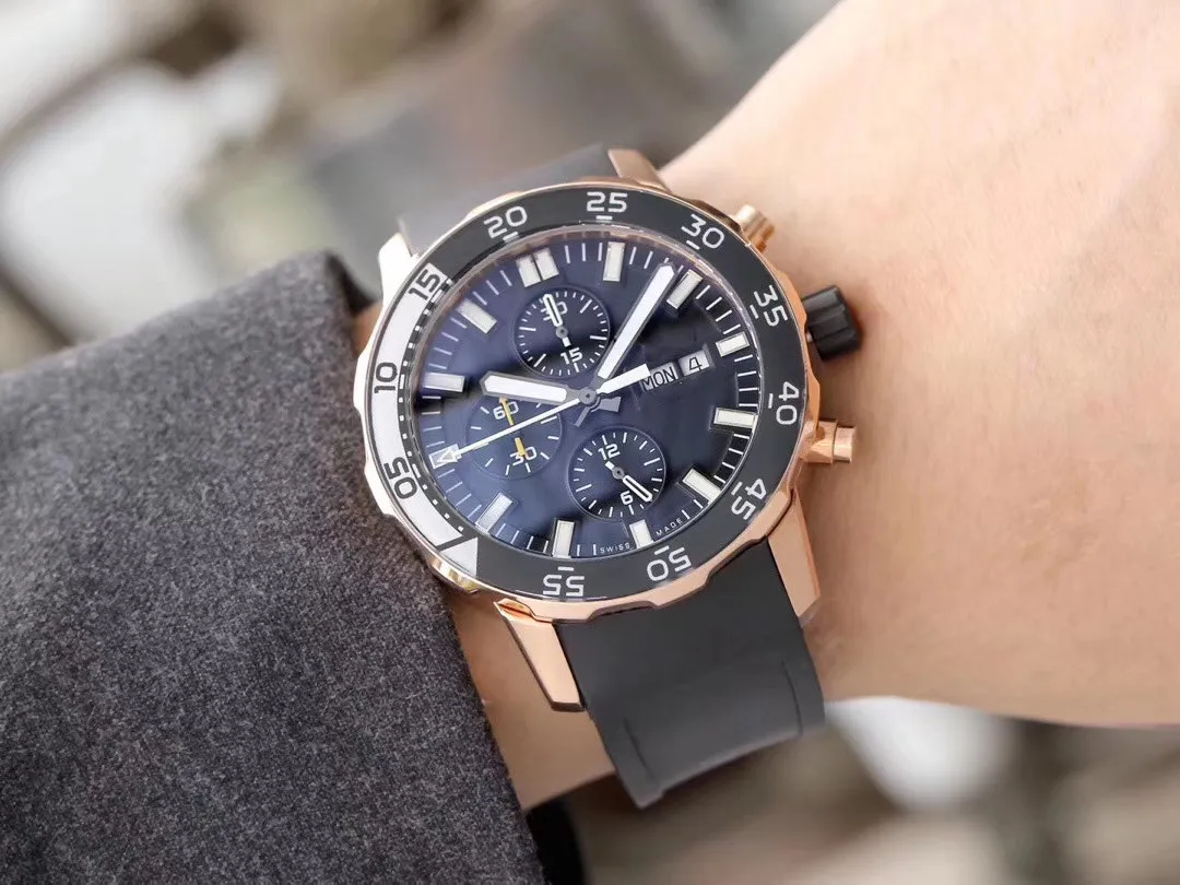 top quality Black rubber strap watch luxury marine men's designer stainless steel automatic quartz movement watchse sports wr2794