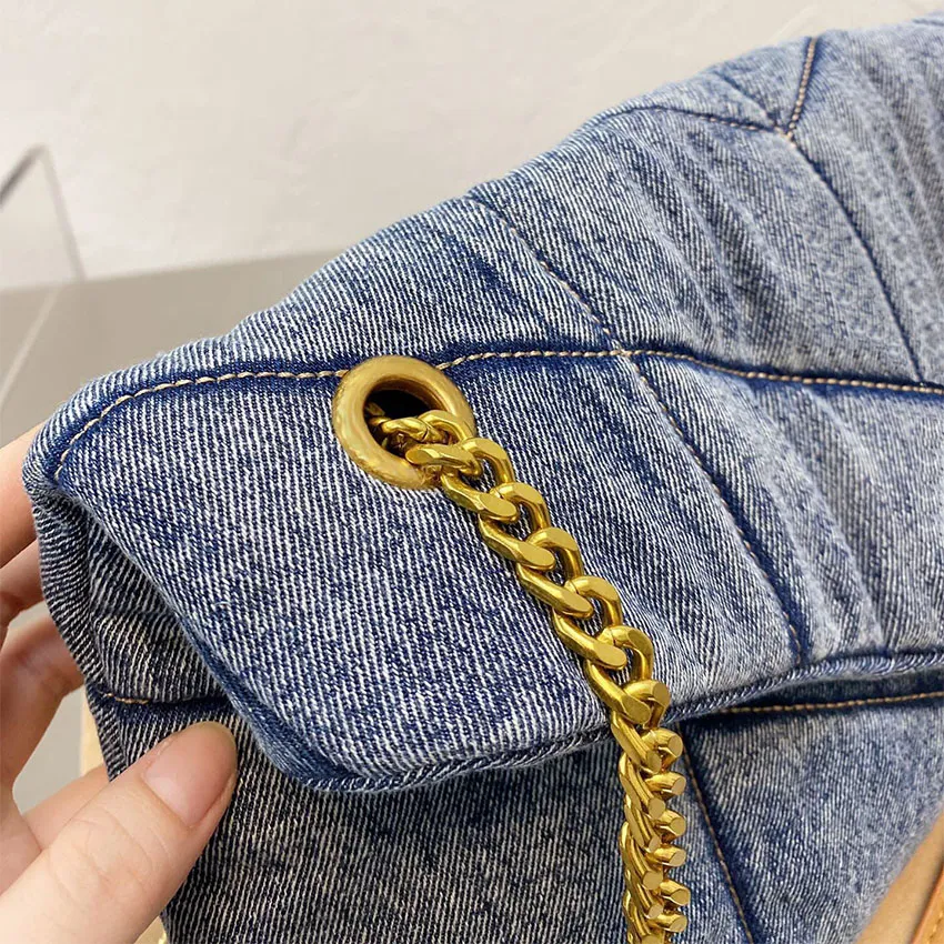 Designers Women Washed Denim Bag LOULOU Puffer Fashion Classic Jeans Shoulder Messenger Shopping Bags Luxury Designer Handbag Purse Chain Cowossbody