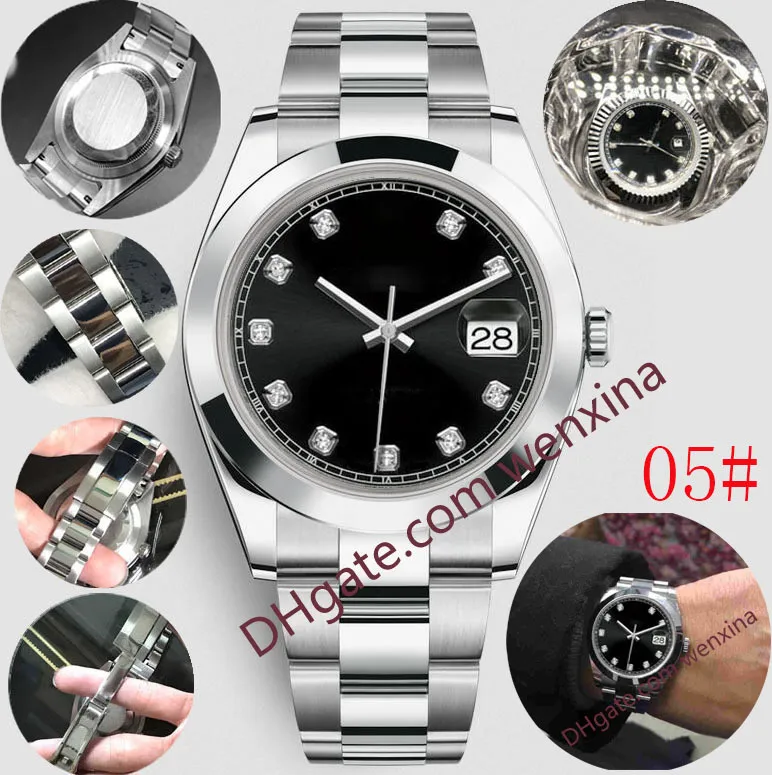 20 Colour Quality Watch Diamond Watch Brown och Black Diamond Smooth Edges Frame Montre de Luxe 2813 Automatisk 41mm vattentät mens324r