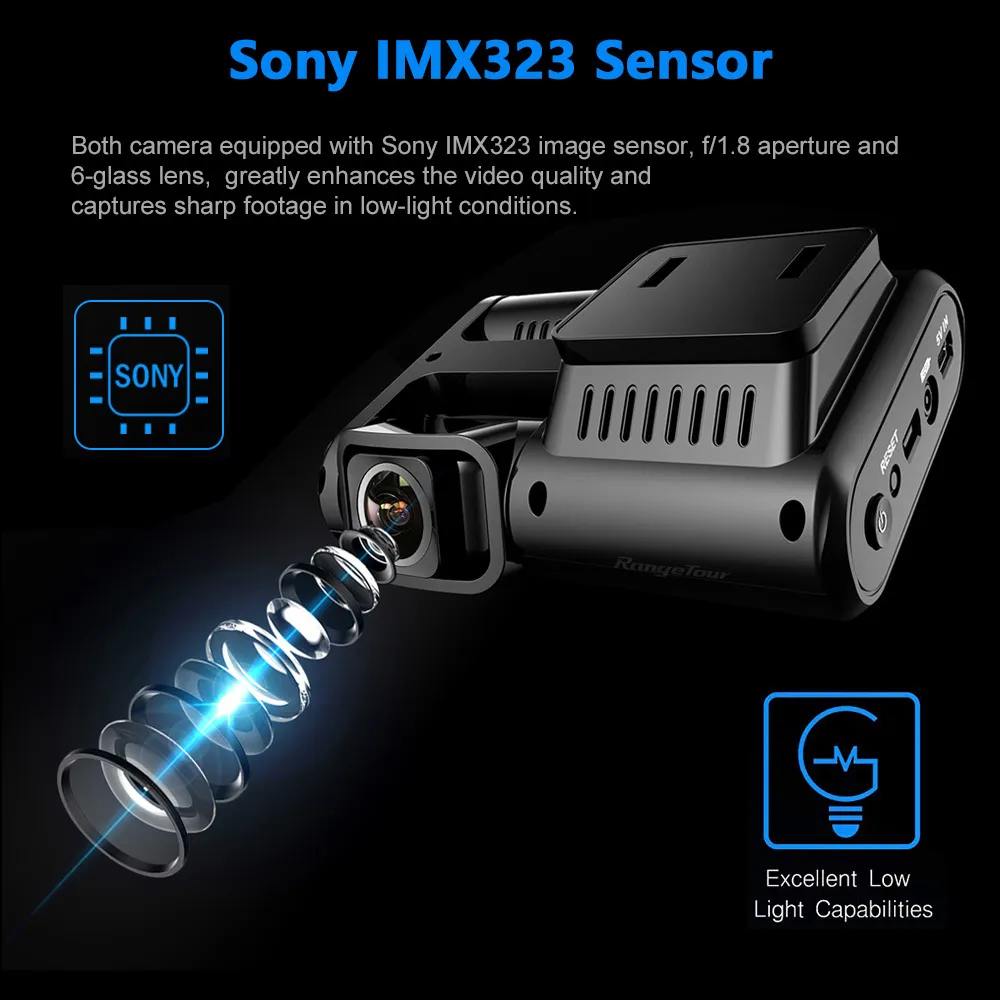 4K 2160P WIFI GPS Logger Lens Car DVR Novatek 96663 Chip Sony IMX323 Sensor Night Vision Dual Camera Dash Cam Recorder D30H