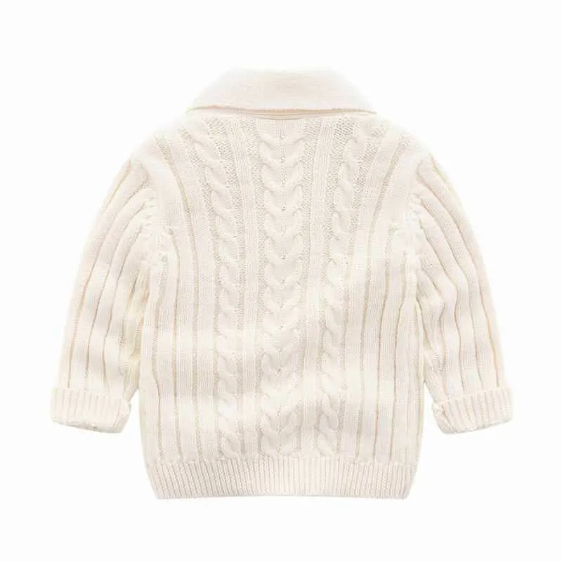 Outono inverno suéter para bebê menino manga longa malha cardigan outerwear crianças cair roupas 0-3t e7031 210610