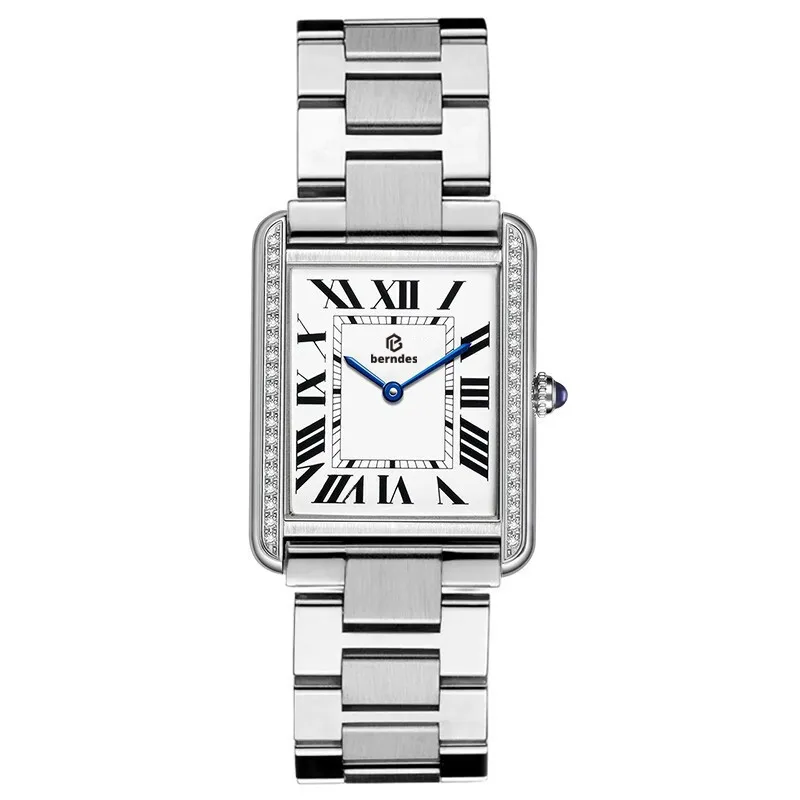 Los relojes de pareja de acero inoxidable para hombres de negocios y mujeres de moda se pueden seleccionar en 3 tamaños. Múltiples pulseras pueden 200v.