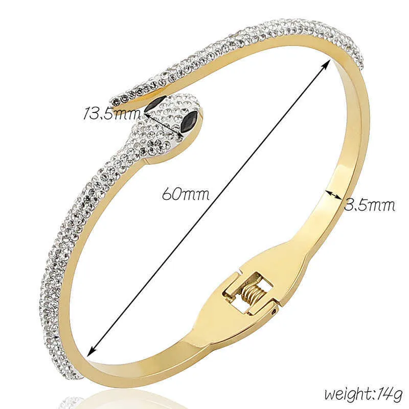 Jóias de aço inoxidável cristal bonito pulseiras cabeça abertura pulseira para presentes de amor feminino atacado 2110075132350