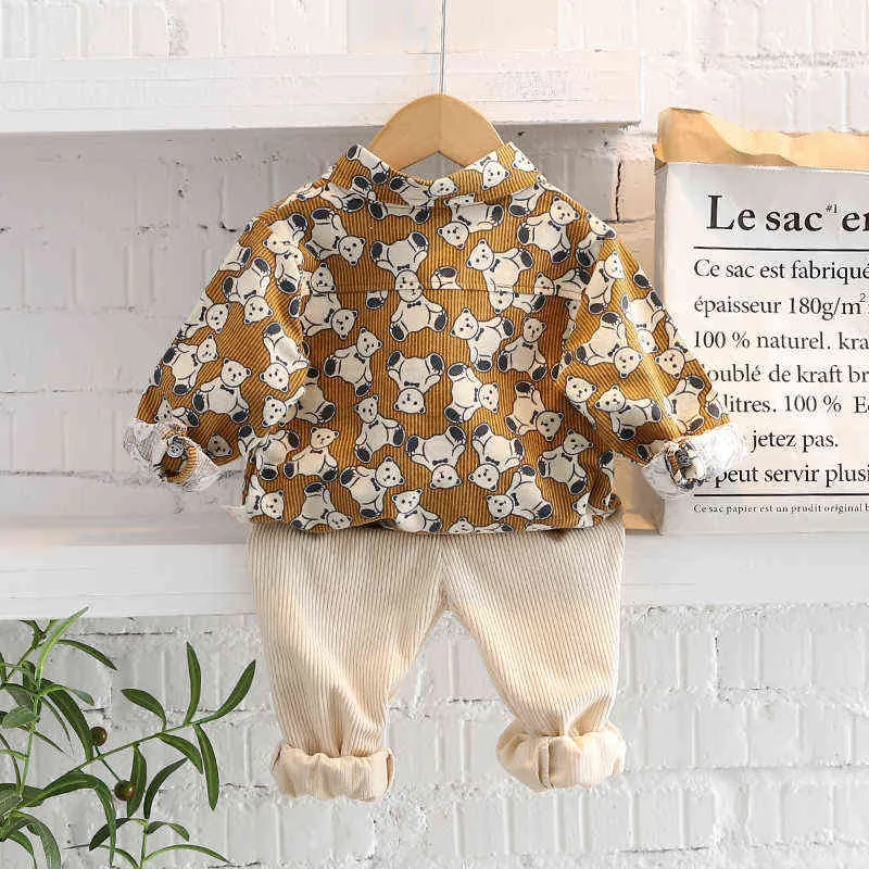 Automne Printemps Bébé Garçon Mode Dessin Animé Vêtements Ensemble Costumes Pour Enfants Printe Chemise Pantalon / set Enfants Vêtements Ensemble 1 2 3 4 5 Ans G220310