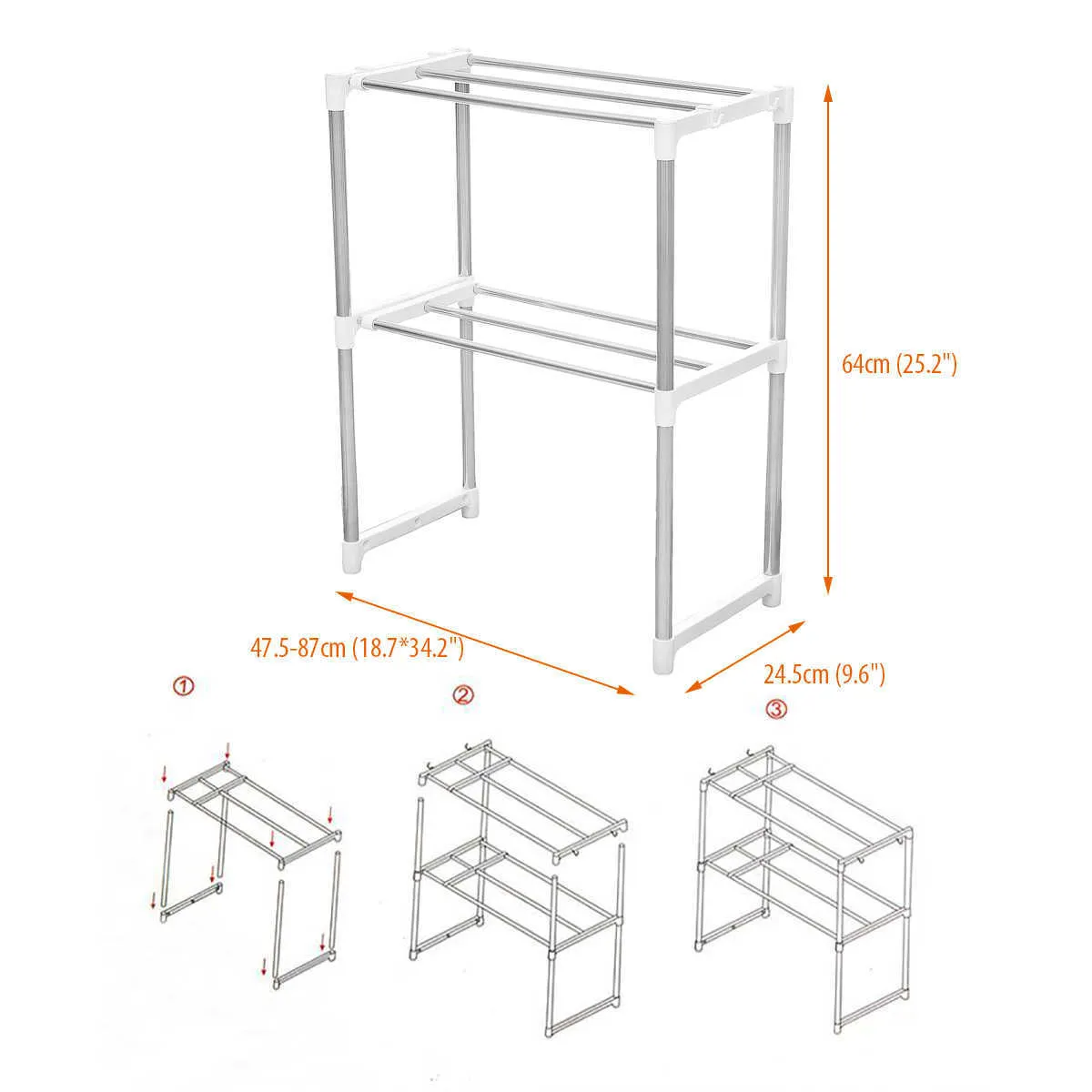 Einstellbare Stahl Mikrowelle Regal Abnehmbare Rack Küche Geschirr Regale Hause Badezimmer Lagerung Rack Halter 210705